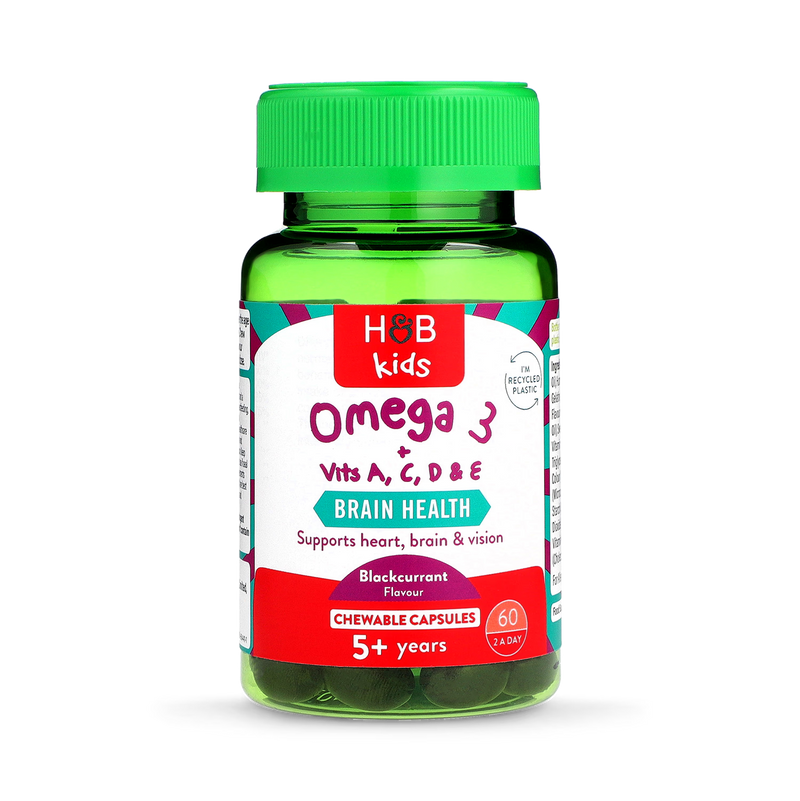 Holland Barrett Kids Omega 3 Fish Oil Blackcurrant Flavour Chewable 60 Capsules