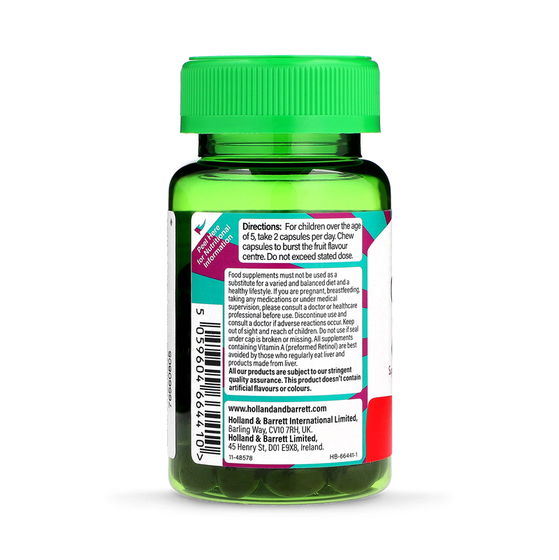 Holland Barrett Kids Omega 3 Fish Oil Blackcurrant Flavour Chewable 60 Capsules