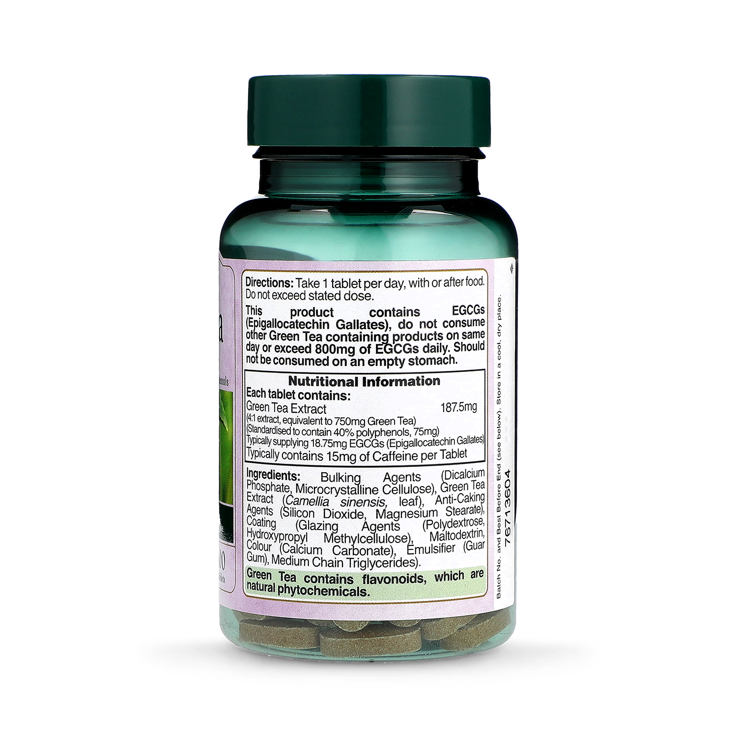 Green Tea Extract 750mg Antioxidant Support 100 Tablets