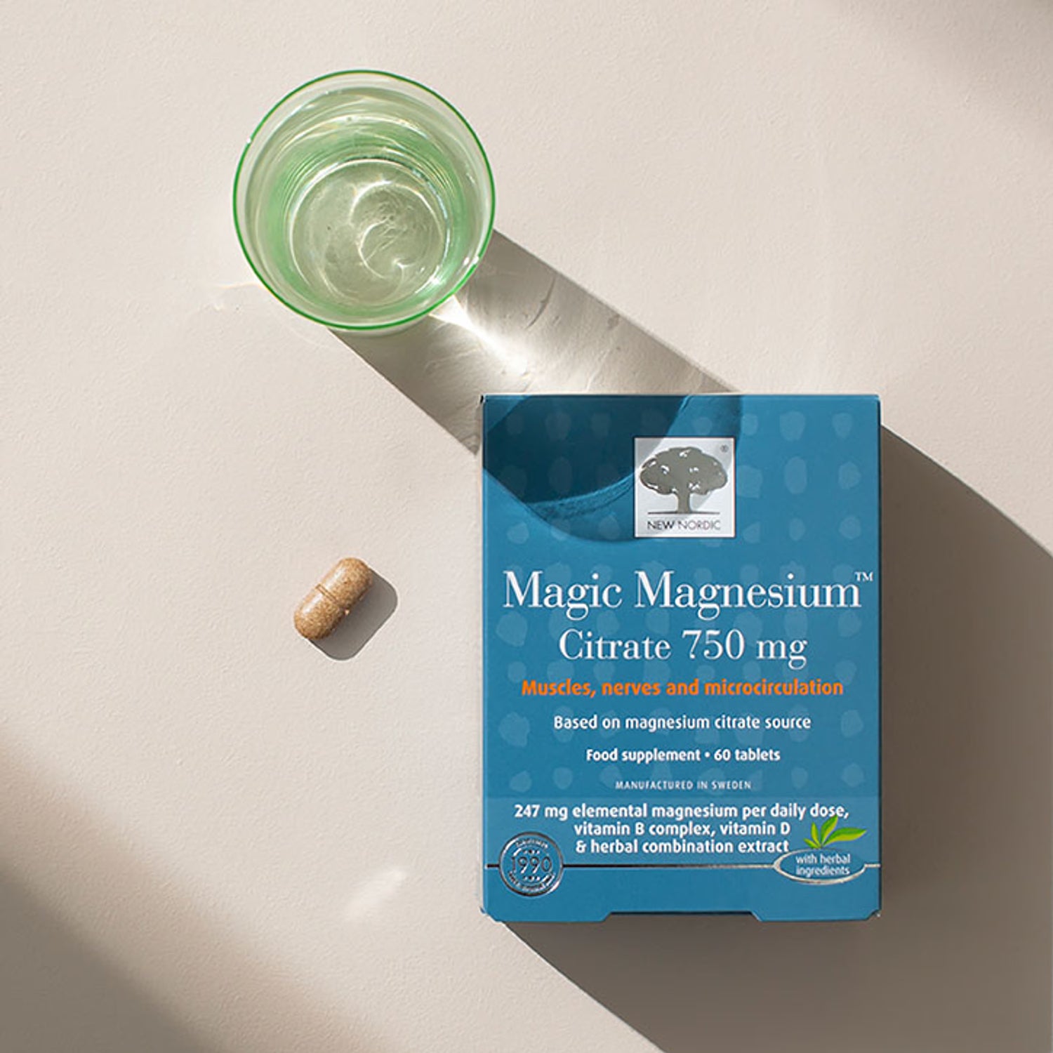 Magnesium Citrate Supplement with B Vitamins and Vitamin D 60 Tablets