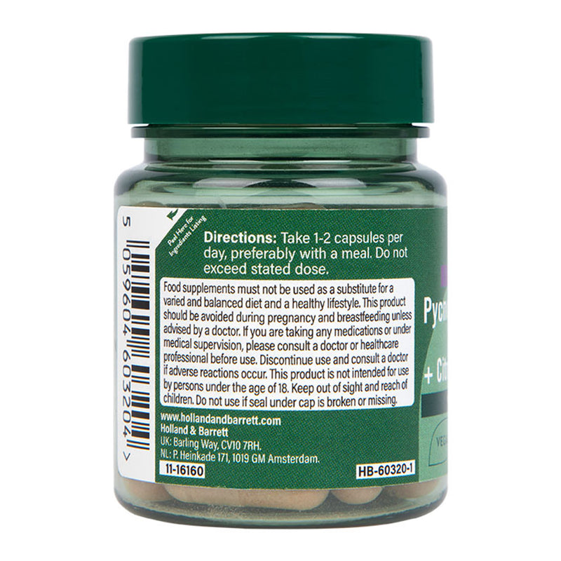 Holland Barrett Pycnogenol 60mg 30 Capsules
