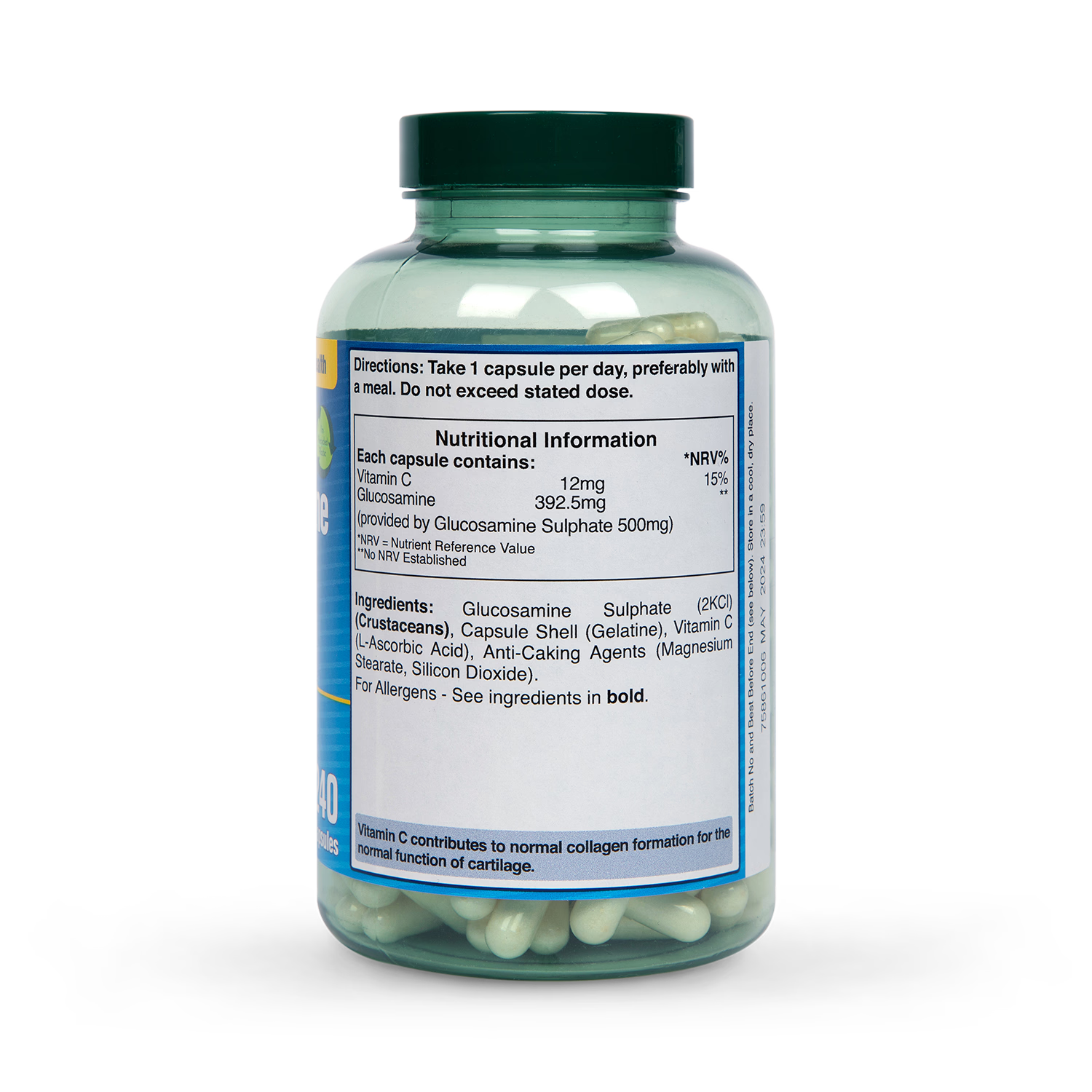 Glucosamine Sulphate 500mg Capsules with Vitamin C for Joint Support 240 Count