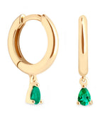 Astrid & Miyu yellow gold emerald pear huggie earrings, UK version