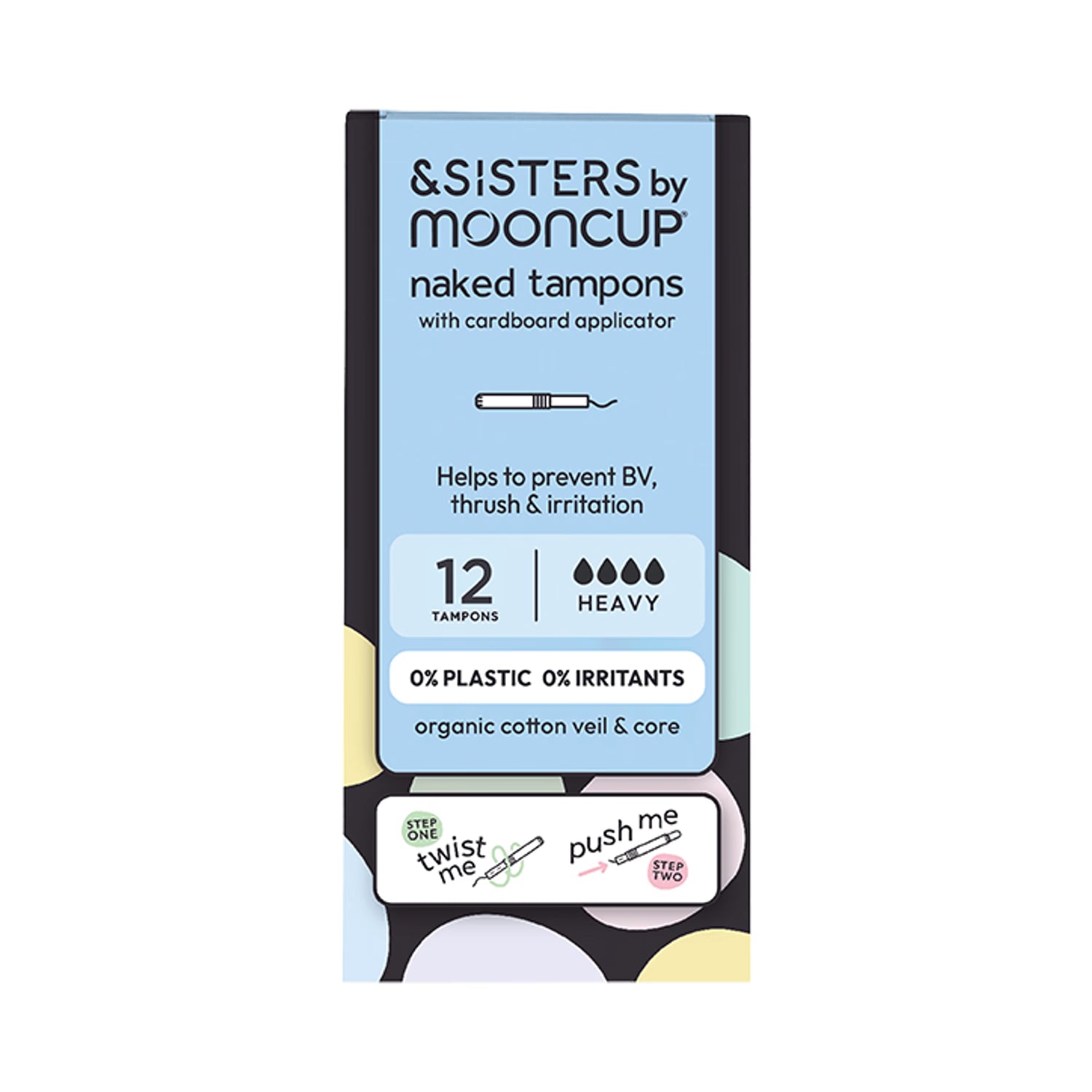 Organic Cotton Heavy Absorbency Tampons with Cardboard Applicator 12 Pack
