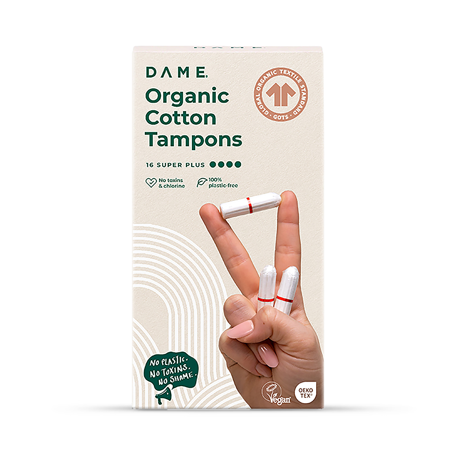 DAME Super Plus Cotton Tampons 16 Pack