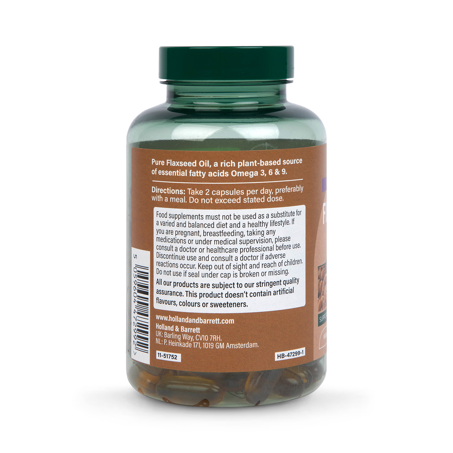 Holland Barrett Vegan High Strength Flaxseed Triple Omega 3-6-9 Oil 120 Capsules