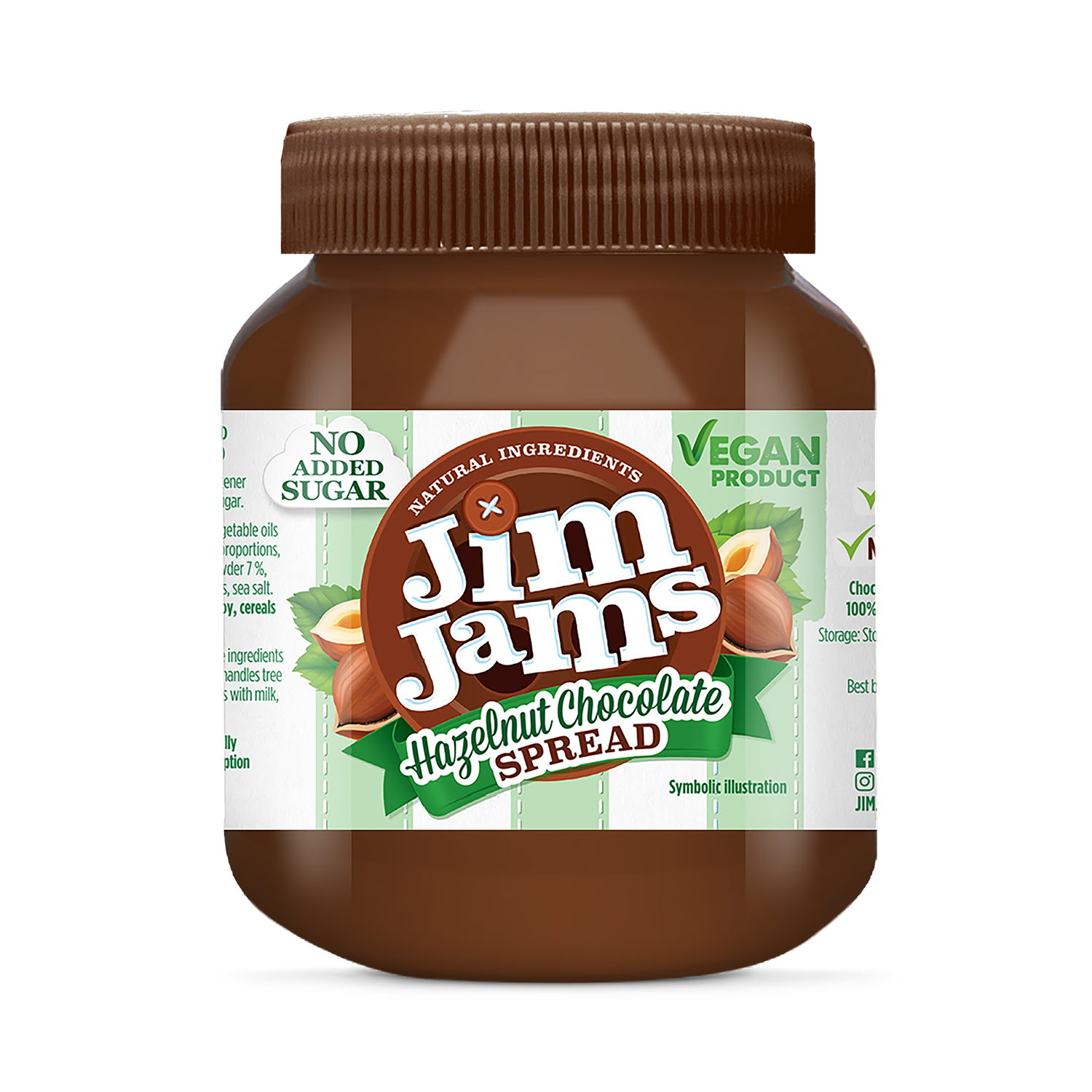 JimJams Vegan No Added Sugar Hazelnut Chocolate Spread 330g
