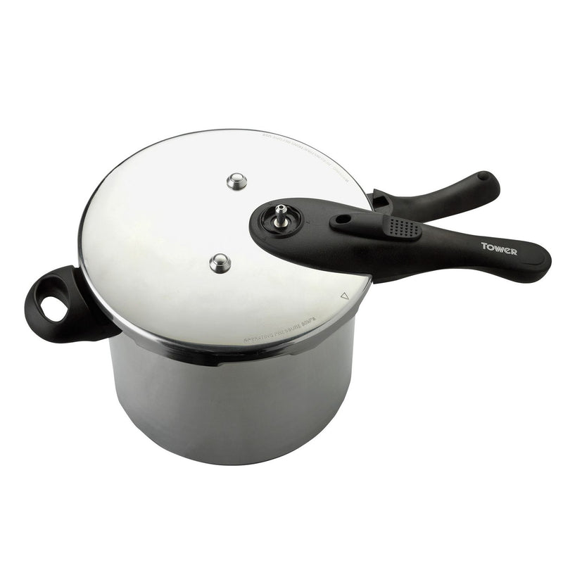 Tower 7 litre aluminium pressure cooker with steamer basket, imported from the UK