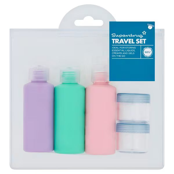 Superdrug Travel Bottles Mixed Set toiletry kit (British brand)