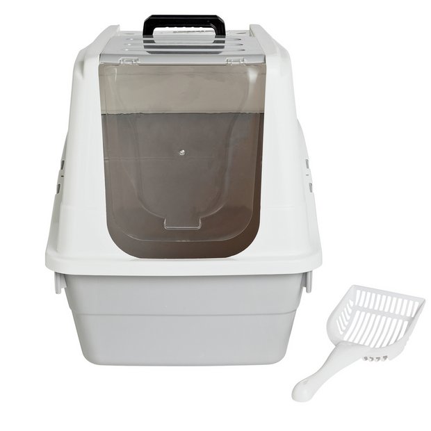 Large opening litter tray for cats with swing door, imported from the UK