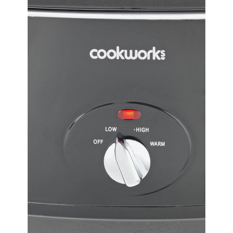 Cookworks 6.5L black slow cooker, imported from the UK