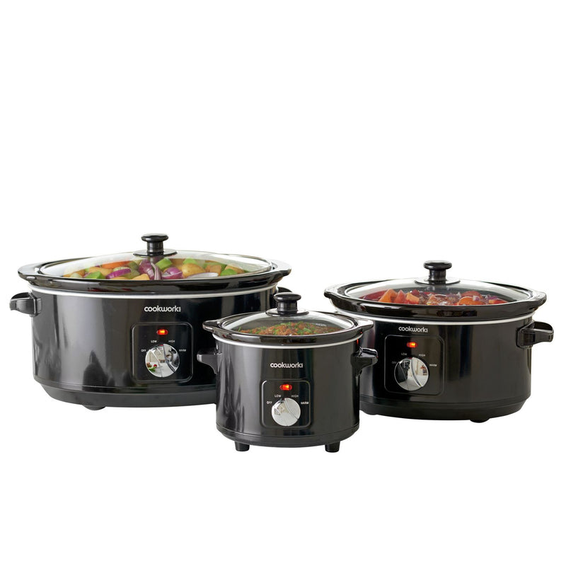 Cookworks 6.5L black slow cooker, imported from the UK