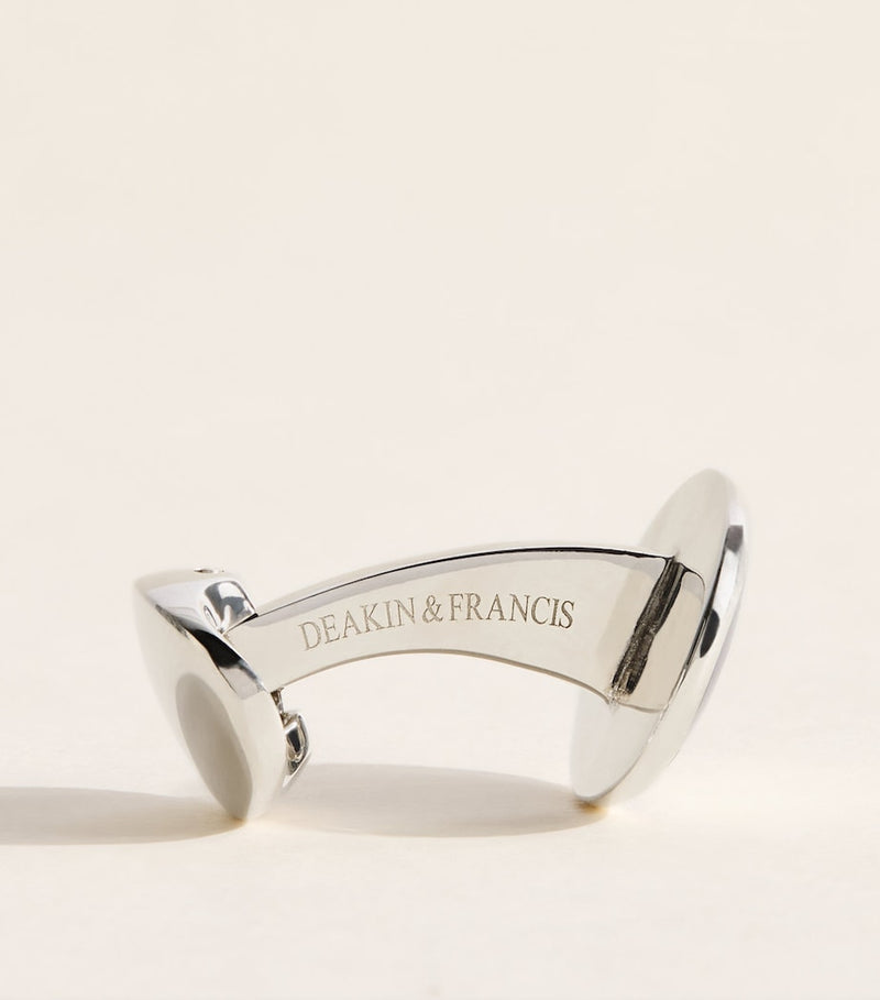 Deakin & Francis Manschettenknöpfe aus Sterlingsilber und Emaille mit ovalem Design – Britisches Produkt