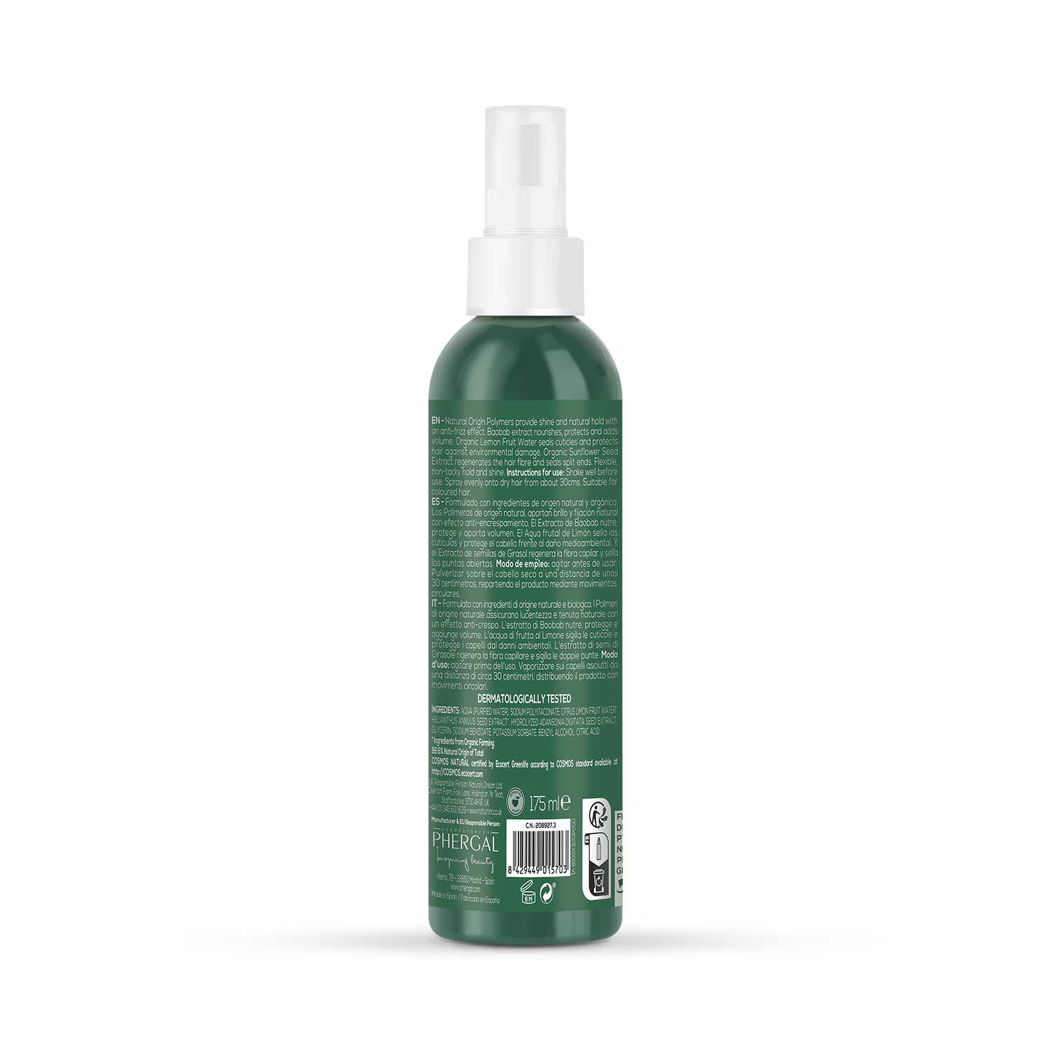 Flexible Hold Natural Hairspray with Baobab and Sunflower Extract 175ml