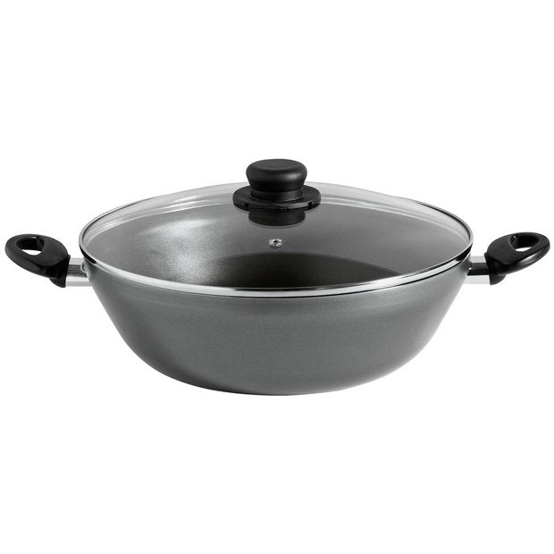 Argos Home double-handed Teflon aluminium wok 32cm - British product