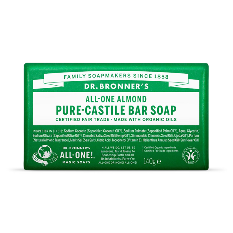 Dr Bronner All-One Almond Pure-Castile Bar Soap 140g