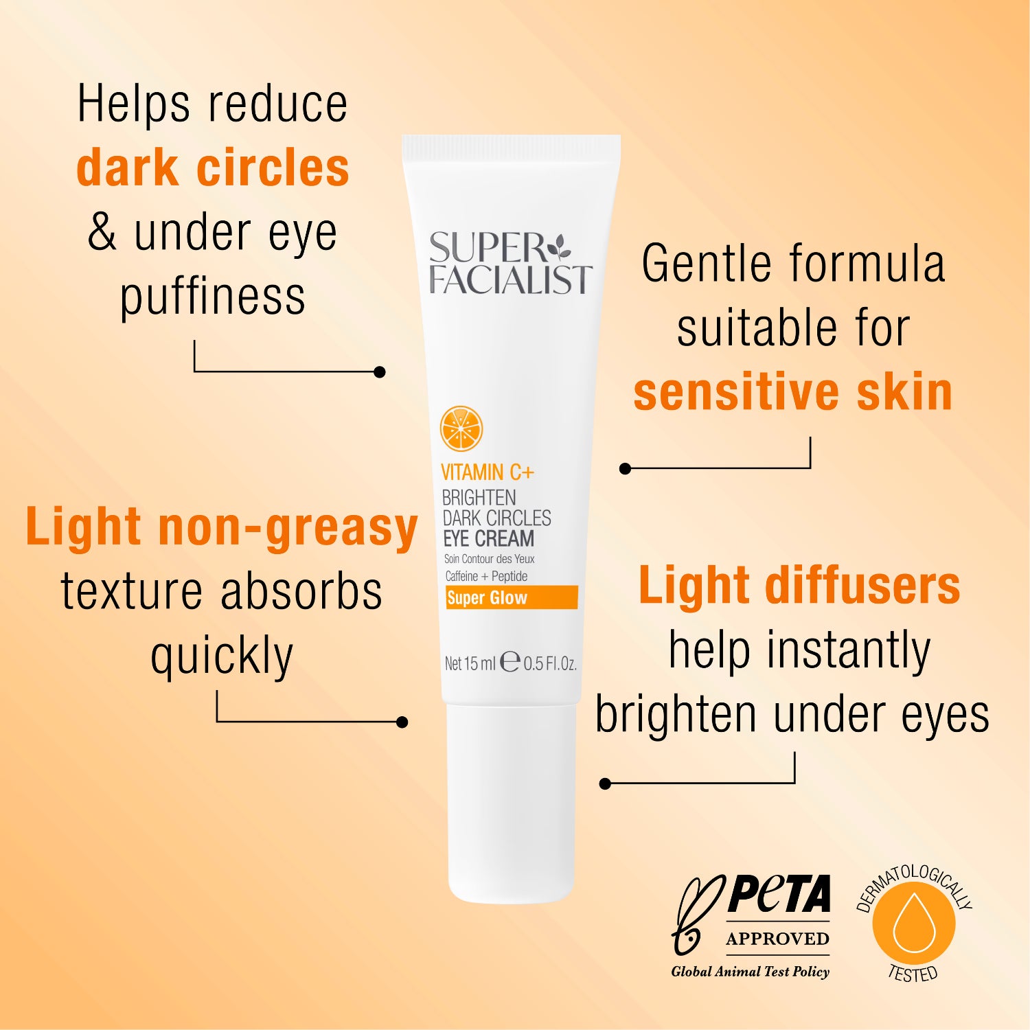 Brightening Eye Cream with Vitamin C and Caffeine 15ml
