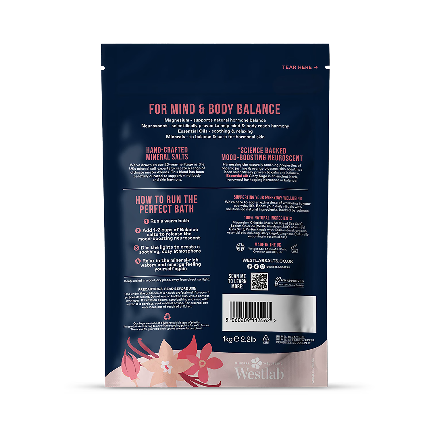 Magnesium and Mineral Rich Balancing Bath Salts with Clary Sage 1kg