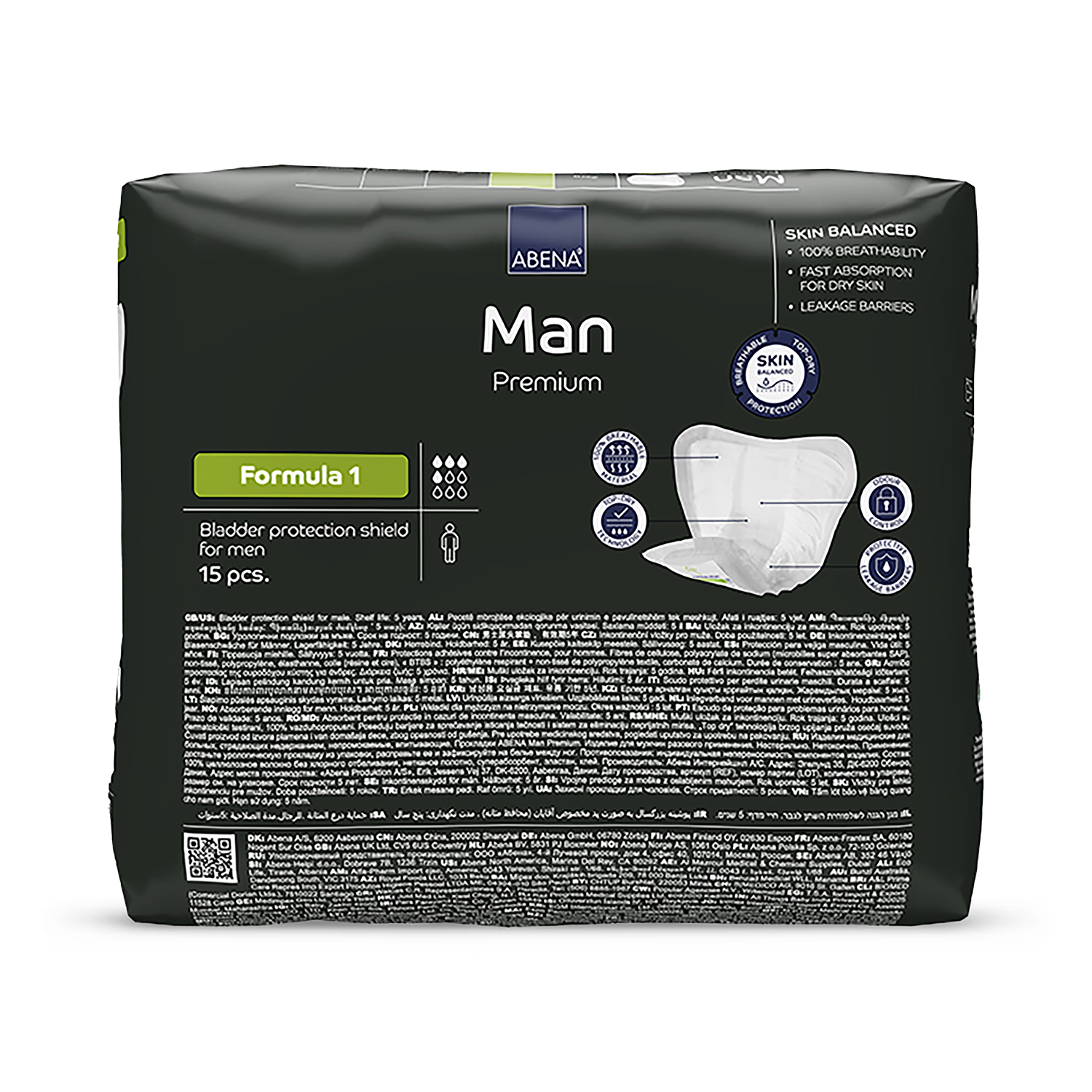 Abena Man Formula 1 Premium 450ml Absorbency 15 Incontinence Pads