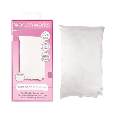 Superdrug Brushworks Luxe Satin Pillowcase White 50cm x 75cm- Buy online at McGrocer