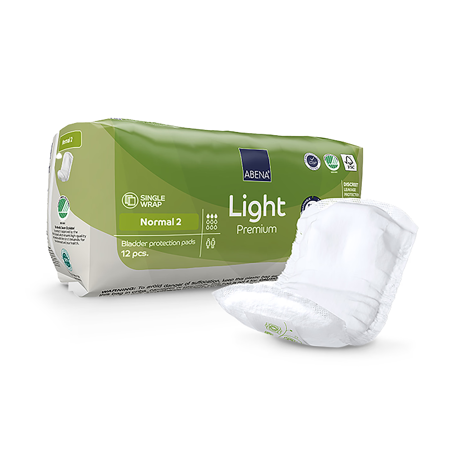 Abena Light Normal 2 350ml Absorbency 12 Incontinence Pads