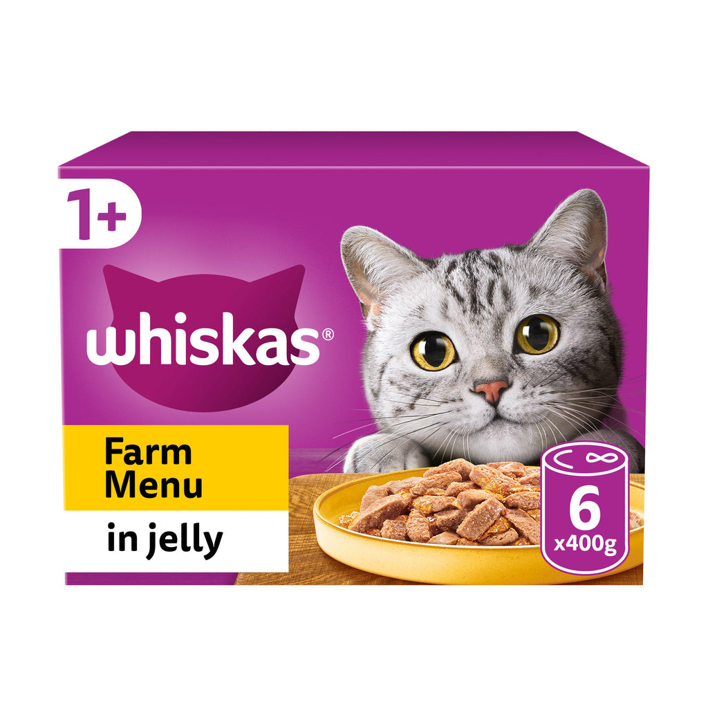 Whiskas Farm Menu Adult Wet Cat Food in Jelly Tin 6x400g