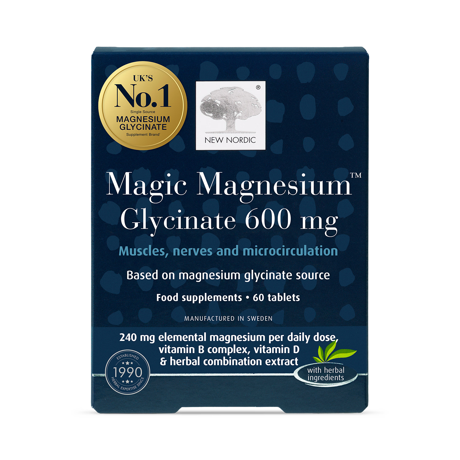 New Nordic Magic Magnesium Glycinate 600mg 60 tablets, imported from the UK