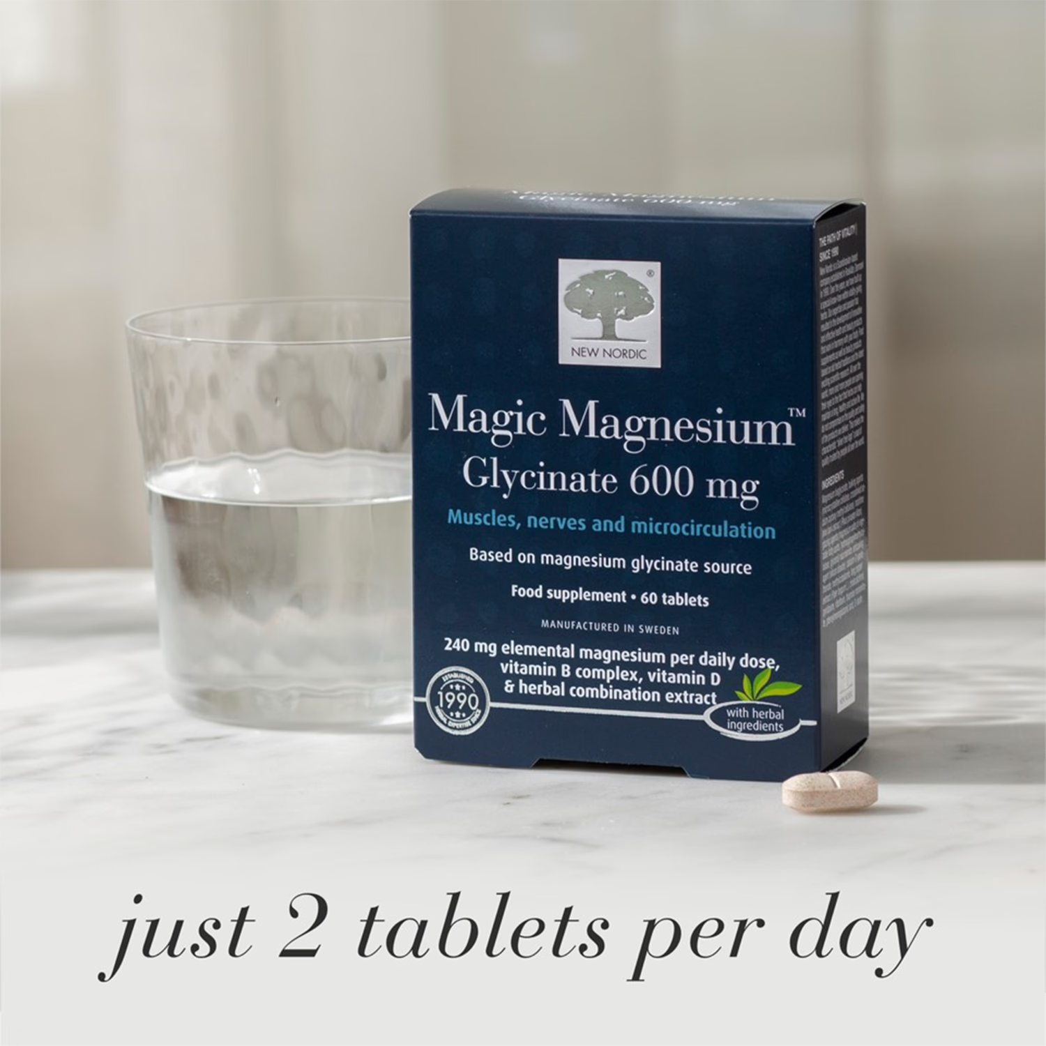 New Nordic Magic Magnesium Glycinate 600mg 60 tablets, imported from the UK