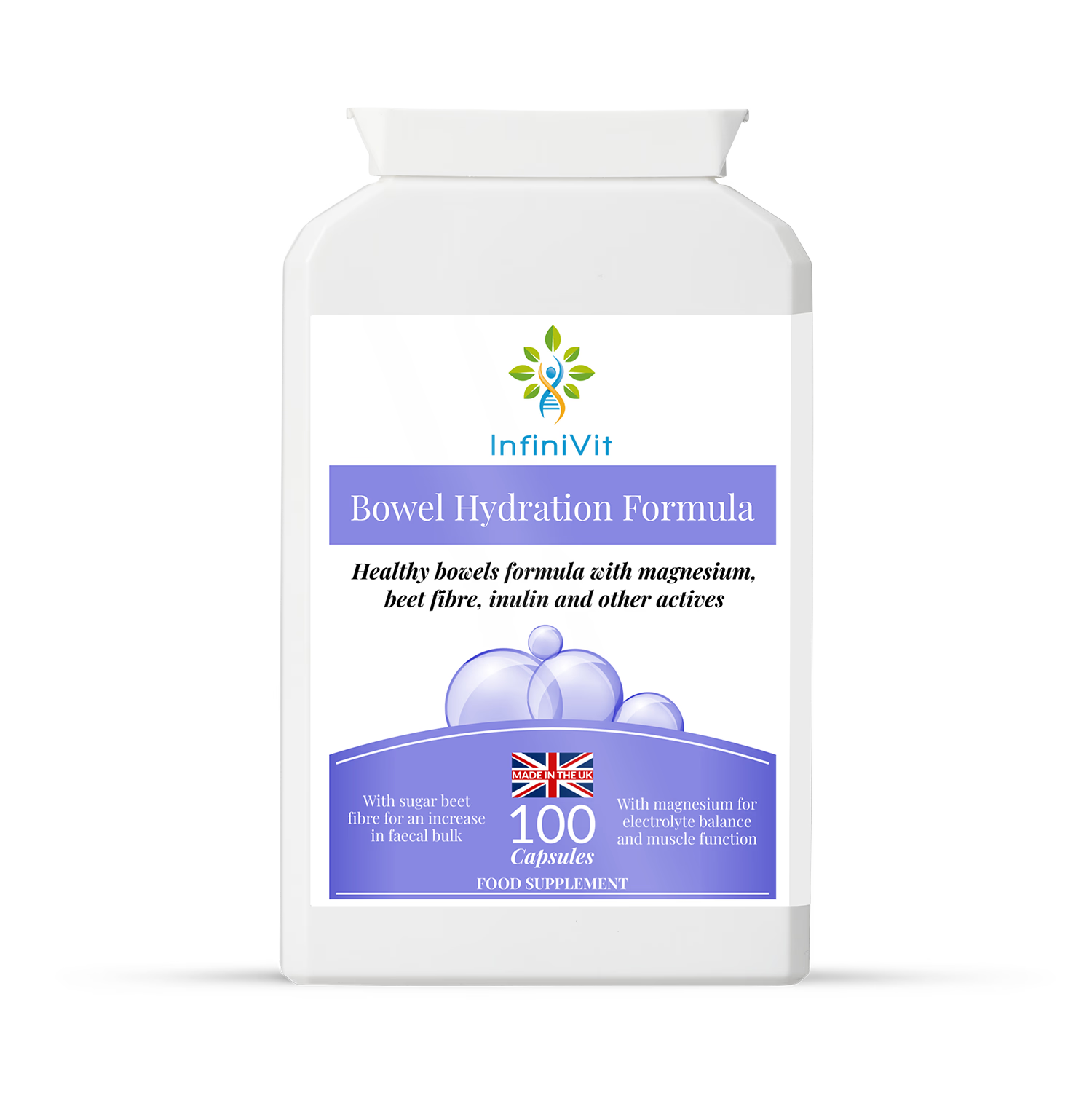 InfiniVit Bowel Hydration Formula 100 Capsules, imported from the UK