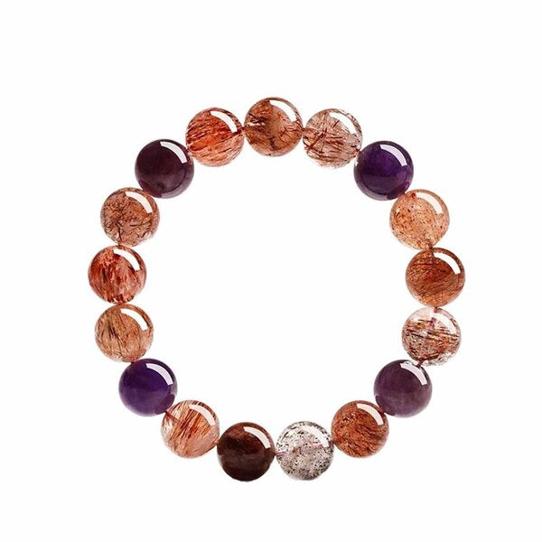 Leaper Buddha Bead Crystal Bracelet Natural Super Seven, imported from the UK