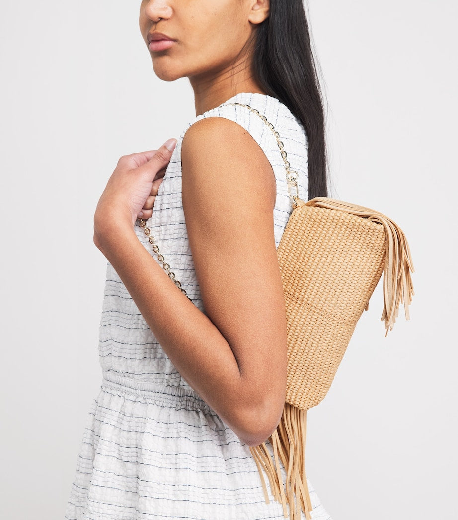 Maje raffia Miss M clutch bag H11cm x W22cm - British product