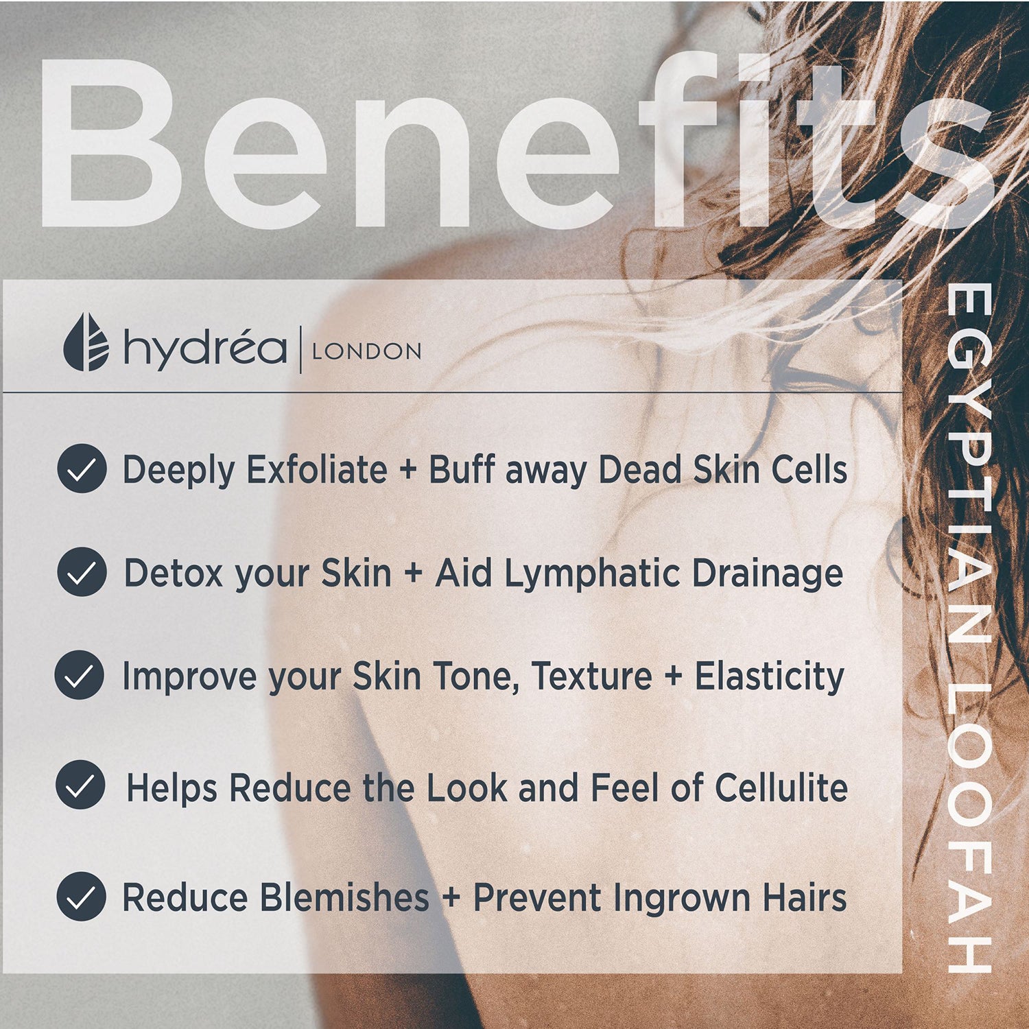 Hydréa London organic loofah exfoliating mitt with cuff, UK version