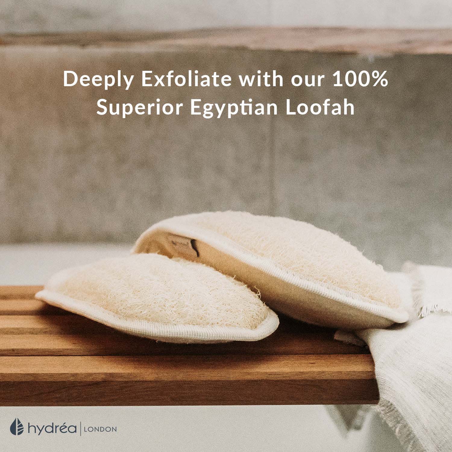 Hydréa London organic loofah exfoliating mitt with cuff, UK version