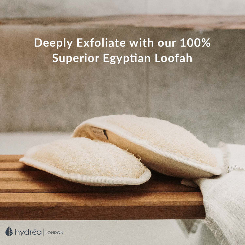 Hydréa London organic loofah exfoliating mitt with cuff, UK version