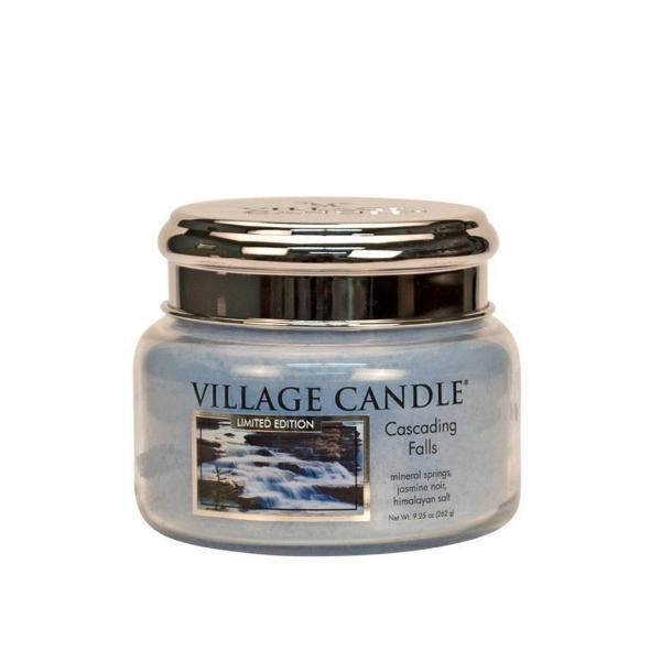 Village Candle Cascading Falls glass jar candle, imported from the UK