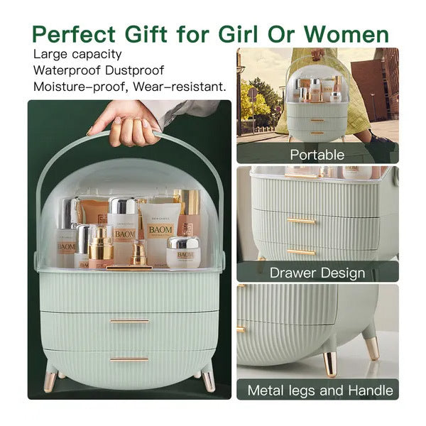 Livingandhome dustproof makeup organizer mint green 25x18.5x37cm, UK version