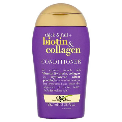 Superdrug OGX Thick & Full Biotin & Collagen Hair Conditioner Travel Size 88.7ml- Buy online at McGrocer