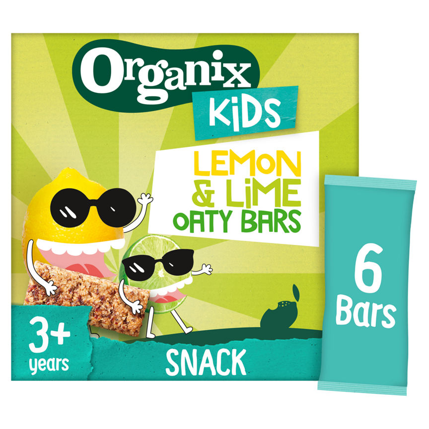 Organix KIDS Luscious Lemon & Lime Organic Oat Snack Bars Multipack 6x Baby Food ASDA   