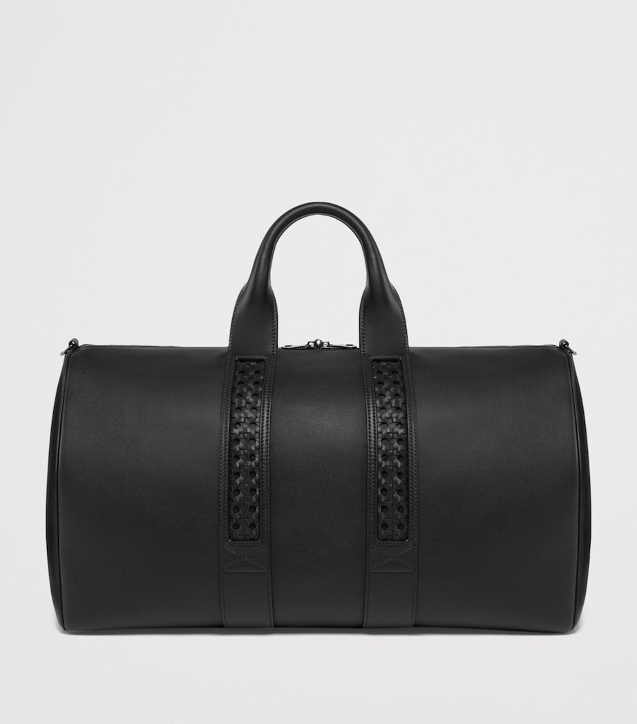 Aviteur Leather Woven-Detail Holdall with Calfskin and Alcantara Lining - British product