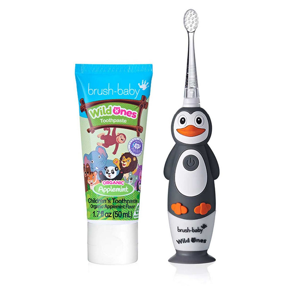 brush-baby WildOnes Penguin Rechargeable Toothbrush & WildOnes Applemint Toothpaste