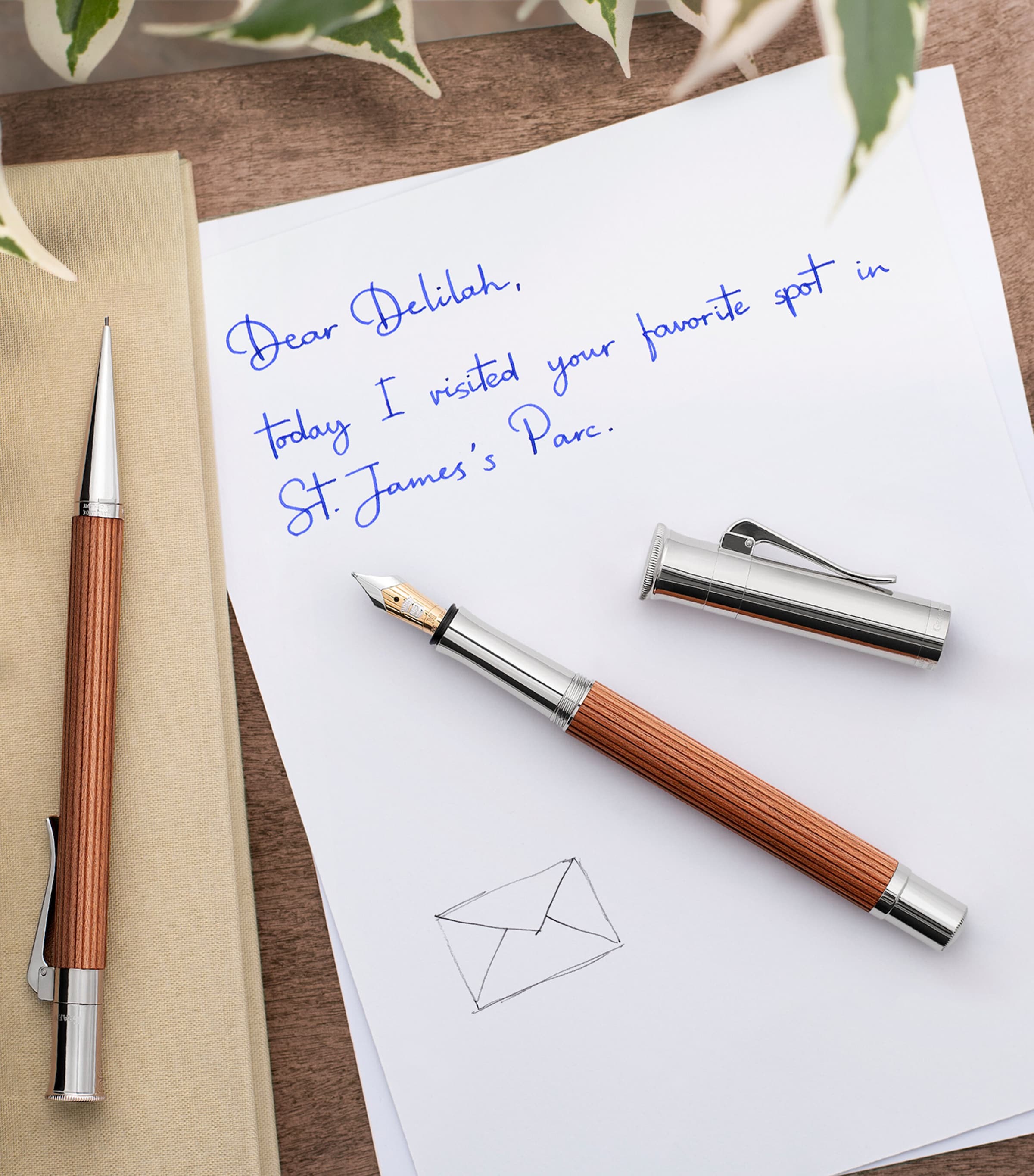 Graf von Faber-Castell wood and platinum-plated classic propelling ballpoint pen - British product
