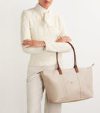 Harrods medium nylon tote bag with leather trim - British product