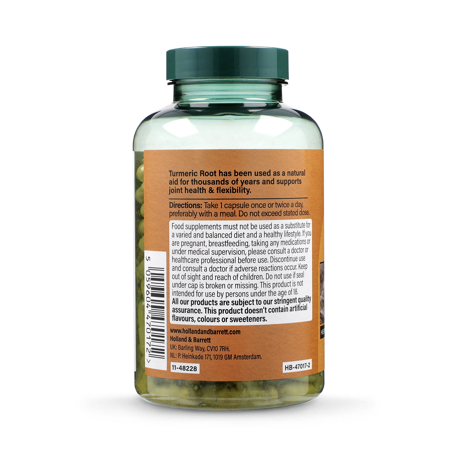 Holland & Barrett turmeric capsules 500mg 240 count, UK version