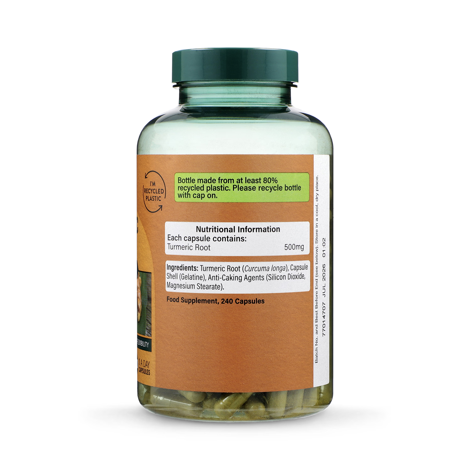 Holland & Barrett turmeric capsules 500mg 240 count, UK version