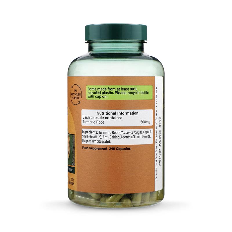 Holland & Barrett turmeric capsules 500mg 240 count, UK version