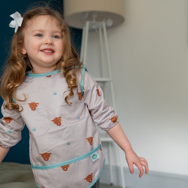 Ziggle Baby Coverall Feeding Bib - Highland Cow