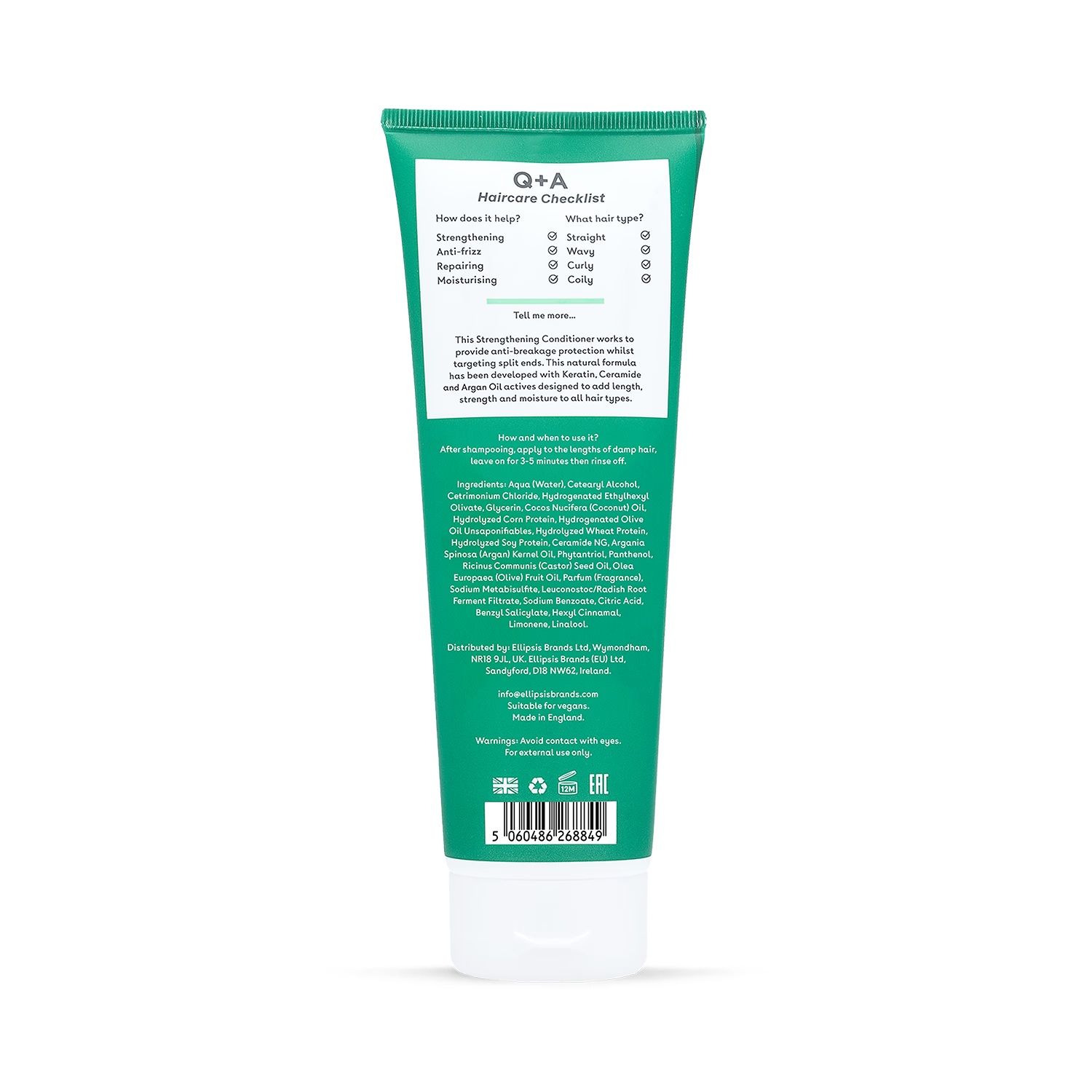 Q+A Strengthening Conditioner 250ml, imported from the UK