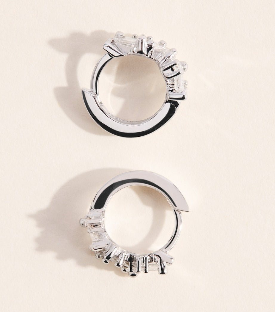 Suzanne Kalan white gold diamond huggie earrings 12mm, UK version