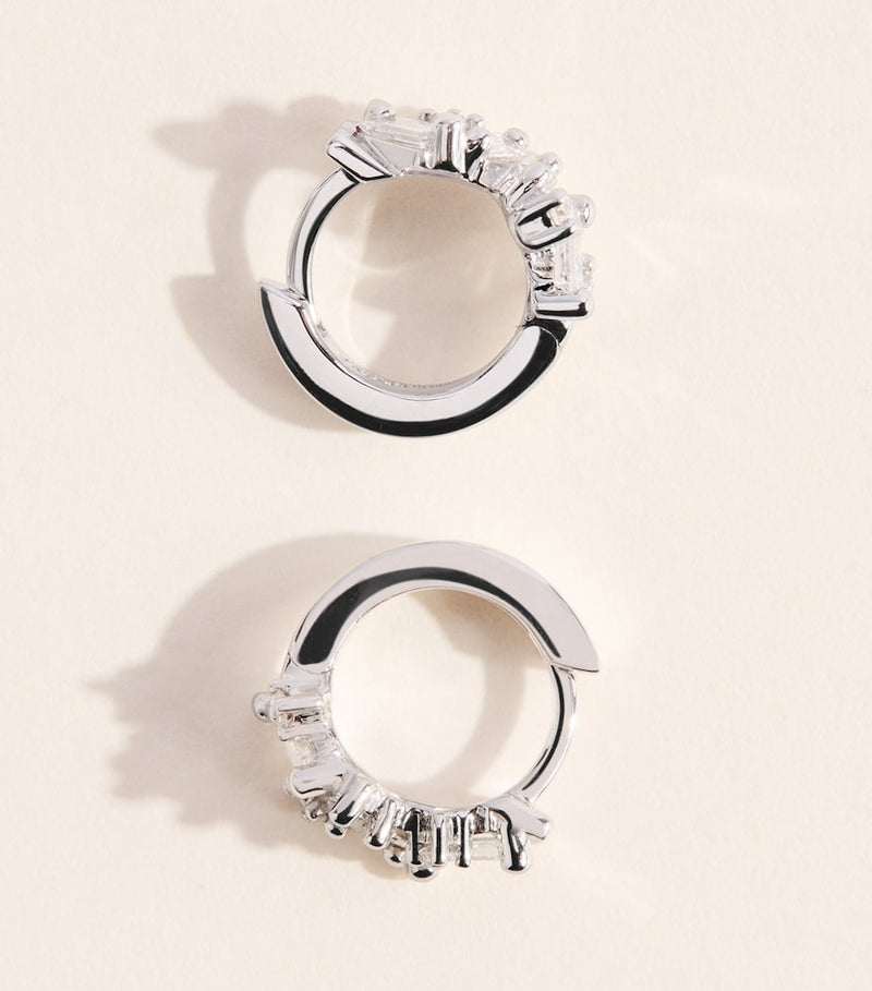 Suzanne Kalan white gold diamond huggie earrings 12mm, UK version