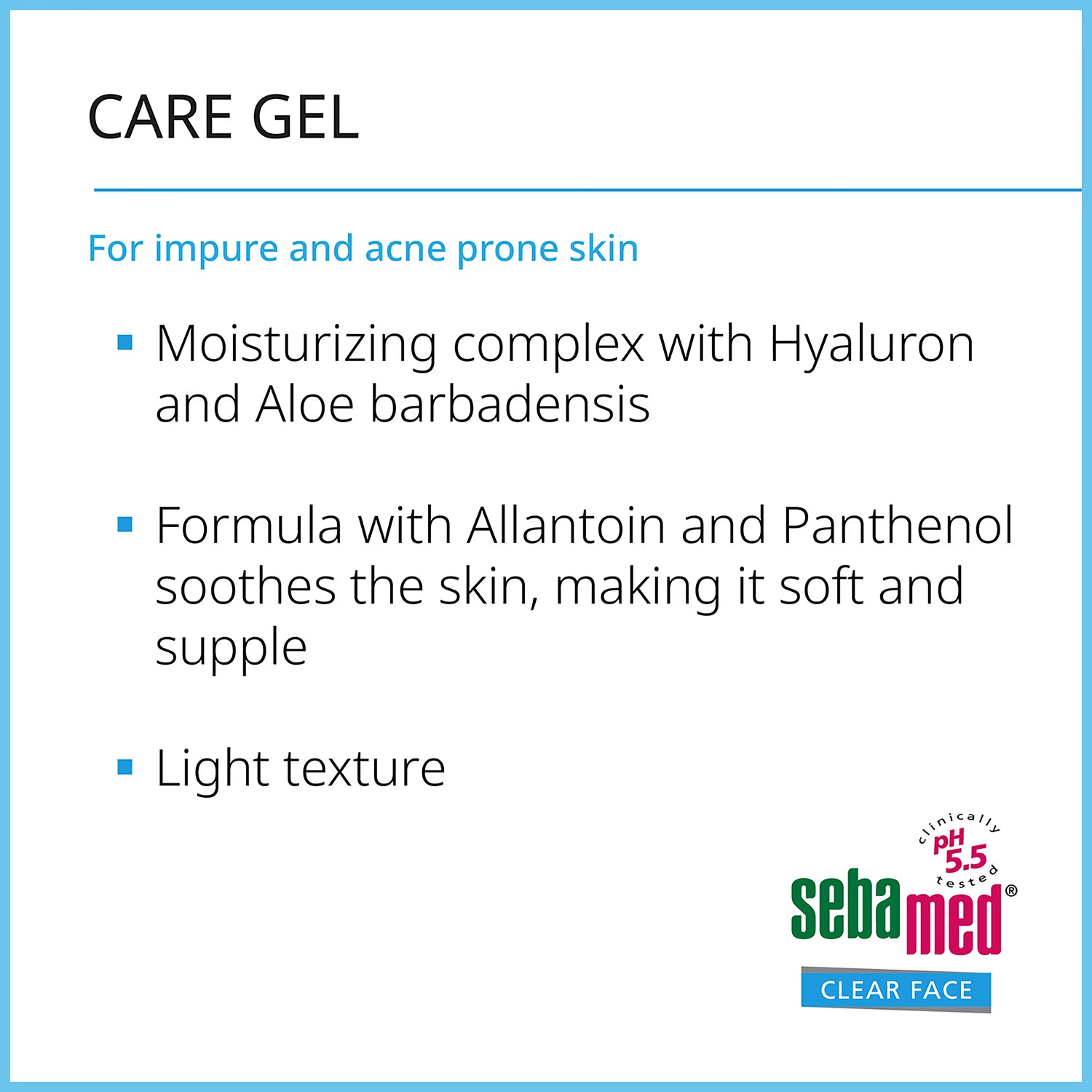 Sebamed Clear Face Care Gel 50ml, imported from the UK